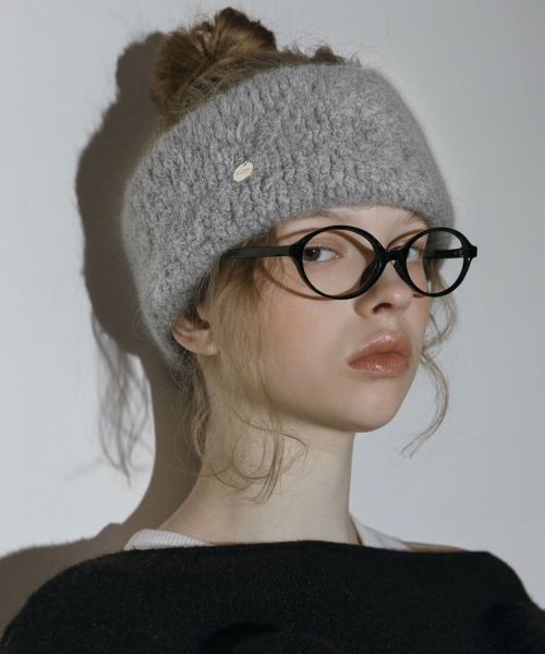 [RABBIT FUR] COIN HAIR BANDANA_GRAY