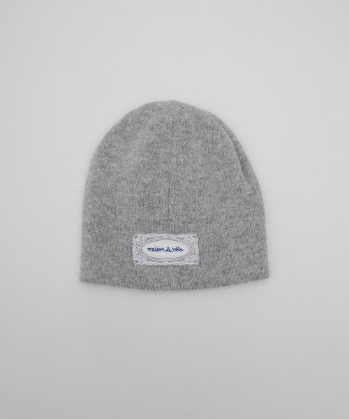 LACE LABEL ANGORA BEANIE MELANGE GRAY