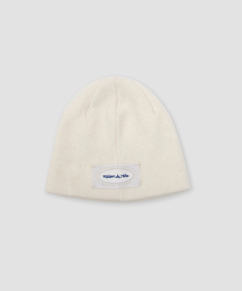 LACE LABEL ANGORA BEANIE IVORY