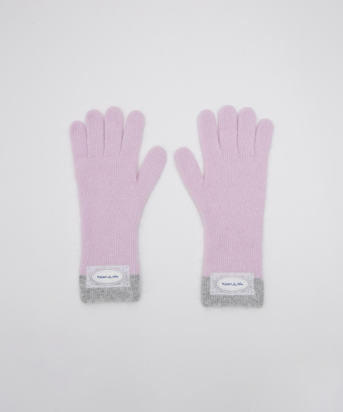 LACE LABEL TWO-TONE GLOVES PINK