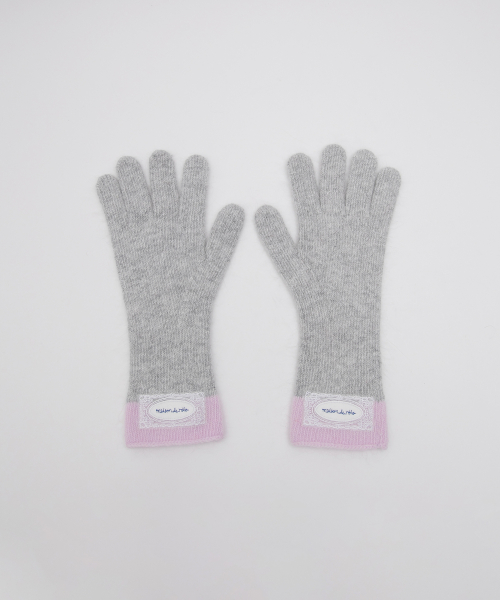 LACE LABEL TWO-TONE GLOVES MELANGE GRAY