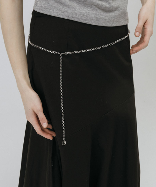 [TITANIUM] ROUND WEAVE CHAIN BELT_SILVER