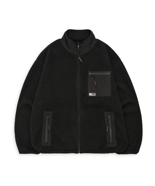 Tuewid city fleece set up jacket in carbon black