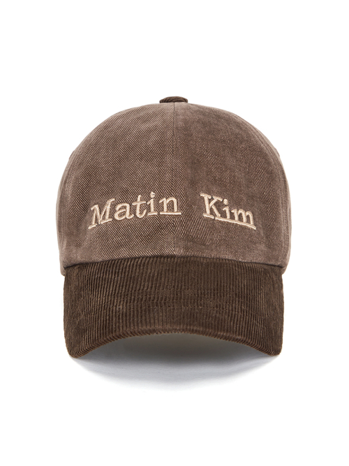 MATIN CLASSIC LOGO CORDUROY BRIM BALL CAP IN BROWN