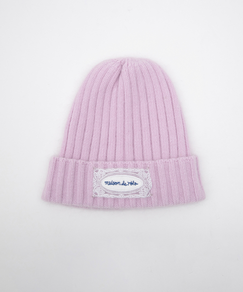 LACE LABEL ANGORA KNIT BEANIE PINK