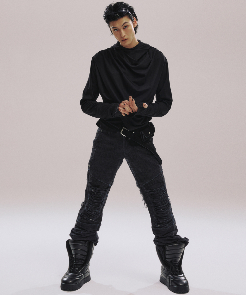 Avant-garde Drape Hood_[Black]