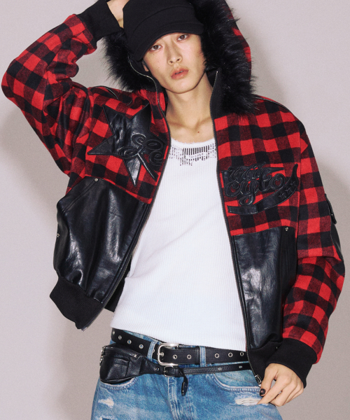 Nebula 7 Check Hood Jumper_[Red]