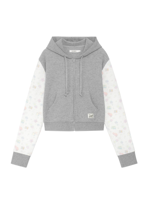 CONTRAST DREAMY WAFFLE HOODIE (GRAY)