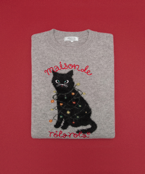 HOLIDAY ROLA CAT PULLOVER KNIT GRAY