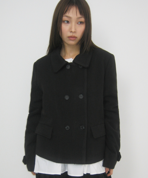 싱글 카라 더블 버튼 미니멀 클래식 크롭 코트 자켓 _2COLOR
