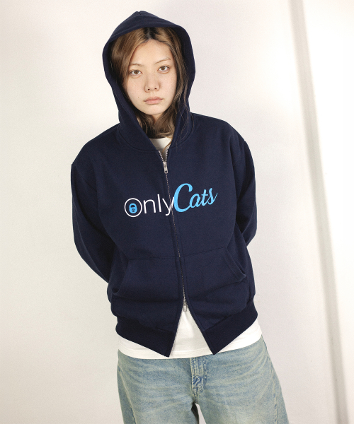 ONLY CATS HOOD ZIP-UP (NAVY)