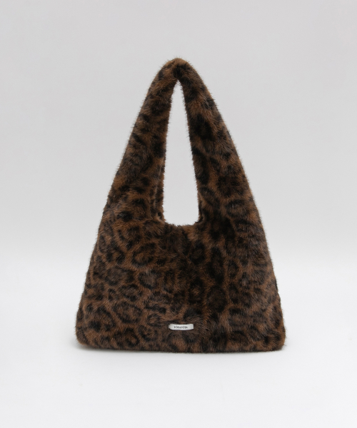 LEOPARD FUR TOTE BAG DEEP BROWN