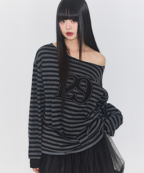 129 STRIPE SWEATSHIRT BLACK CHARCOAL