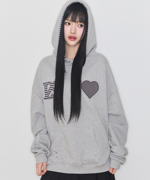 129 STRIPE COLORBLOCK HOODIE MELANGE