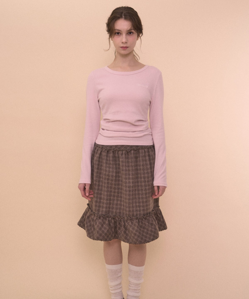 PINTUCK LOGO TEE-PINK