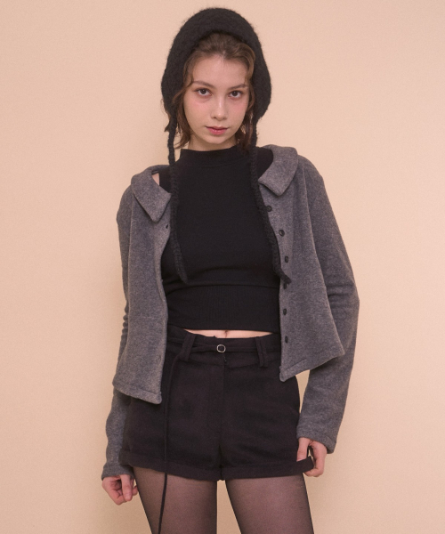 BELT ROLL-UP SHORTS-BLACK