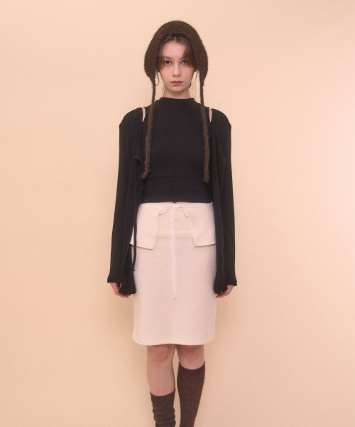 BOUCLE WRAP SKIRT-IVORY