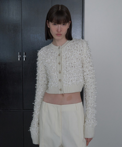 Ribbon yarn Cardigan [IVORY]