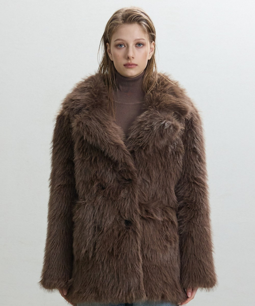 Tailored Faux Fur Jacket [BROWN]