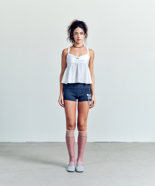 CROSHET MOTIF KNIT SHORTS DARK NAVY
