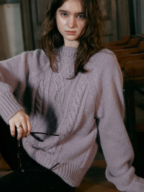 SYLVIA cable sweater_PURPLE