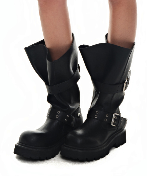 Crease Wide Boots_Black
