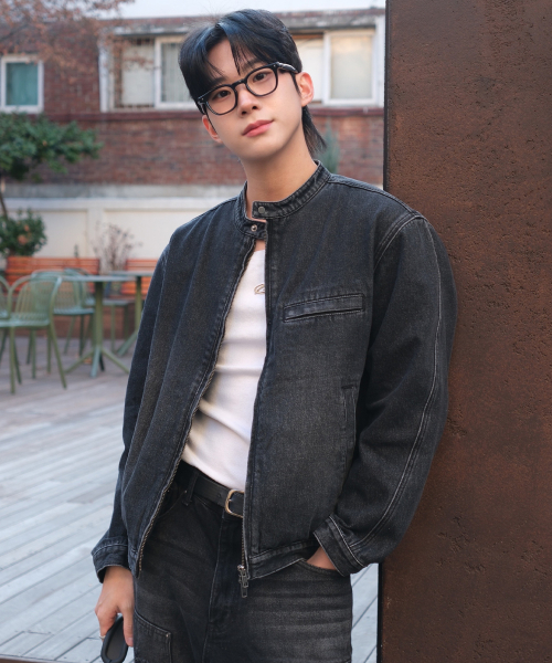 Washed Denim Biker Tracker