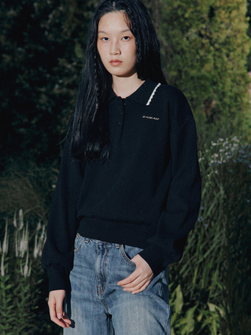 Collared Knit Pullover MU2578PO702M_BLACK