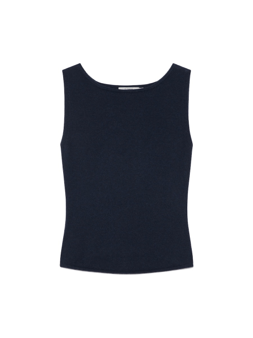 G KNIT SLIT SLEEVELESS TOP (NAVY)