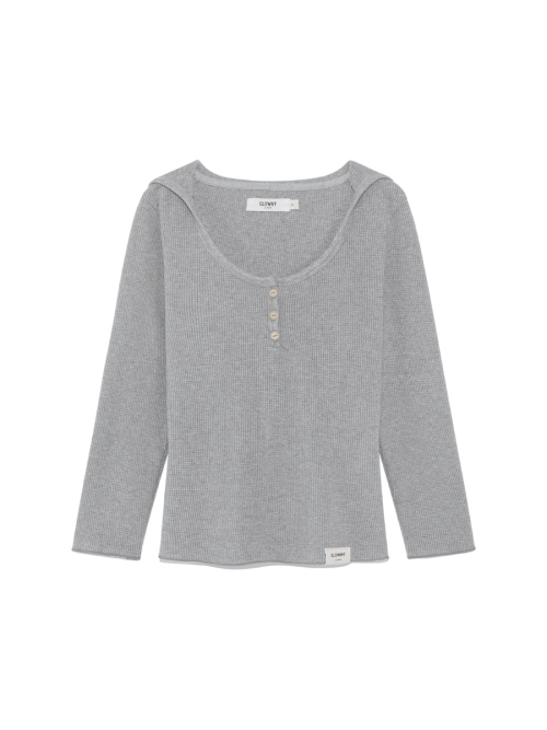 3/4 G WAFFLE BUTTON FLY TEE (GRAY)