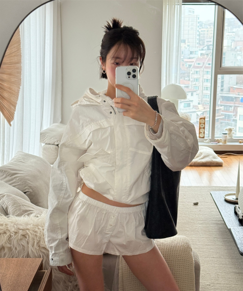 G PACKABLE HOOD JACKET (IVORY)