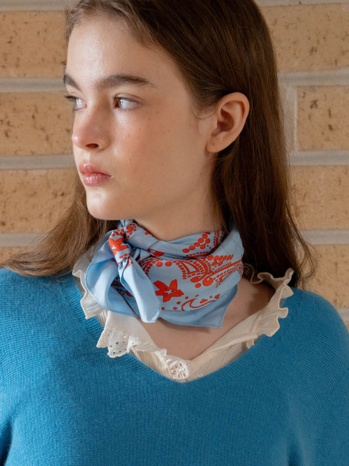 Bird Start Paisley Bandana Silk Scarf MU2611SC501V_2color