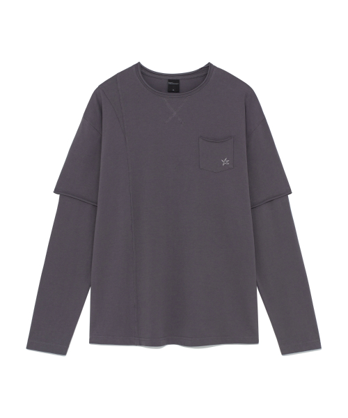 TCM raw cut layered long sleeve (dark purple)