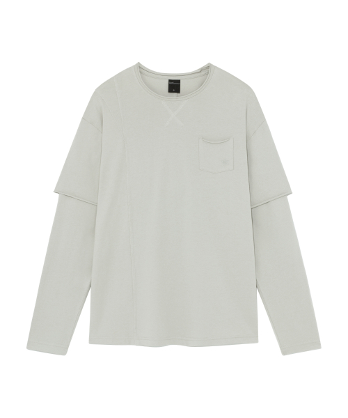 TCM raw cut layered long sleeve (light grey)