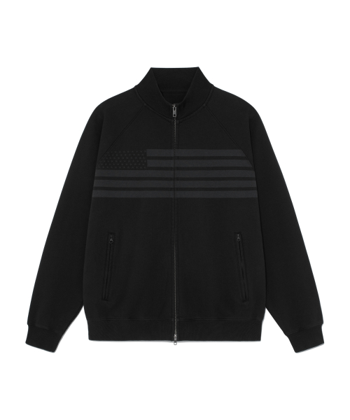 TCM flag sweat jersey zip-up (black)