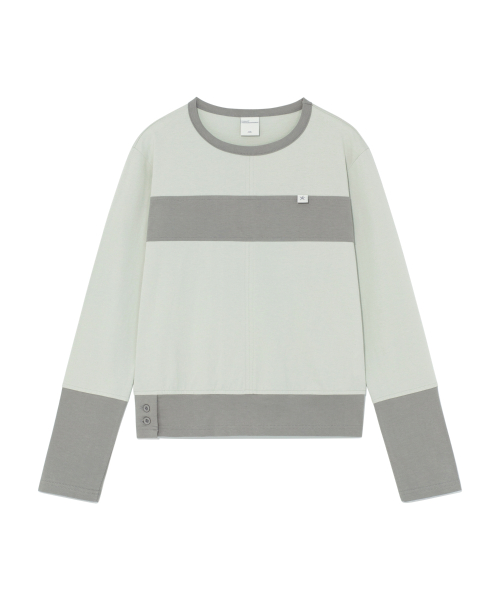 (w) TCM color block line long sleeve (pistachio)