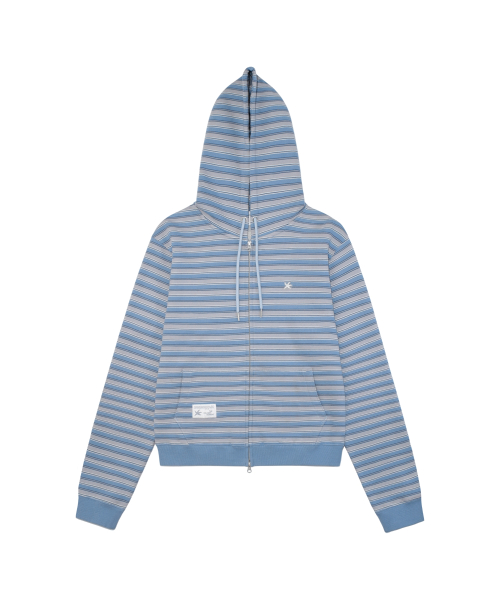TCM stripe standard hooded zip-up (blue)