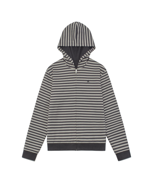 TCM reversible stripe hooded zip-up (charcoal)