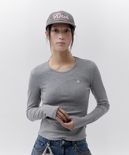 SMALL CHERRY SLIM-FIT RIBBED LONG SLEEVE [GYM]