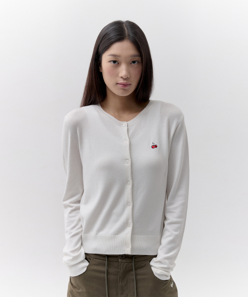 SMALL CHERRY STANDARD-FIT CARDIGAN [WHA]