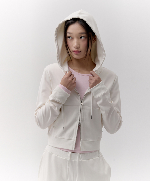 PLAIN SLIM-FIT HOODED ZIP-UP [IVA]