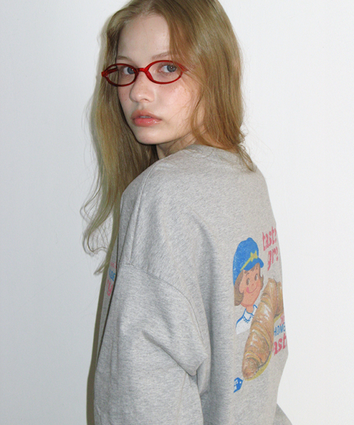 VINTAGE CROISSANT OVER FIT LONG SLEEVE GREY