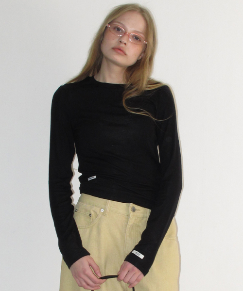 SOFT MINI LABEL LONG SLEEVE BLACK
