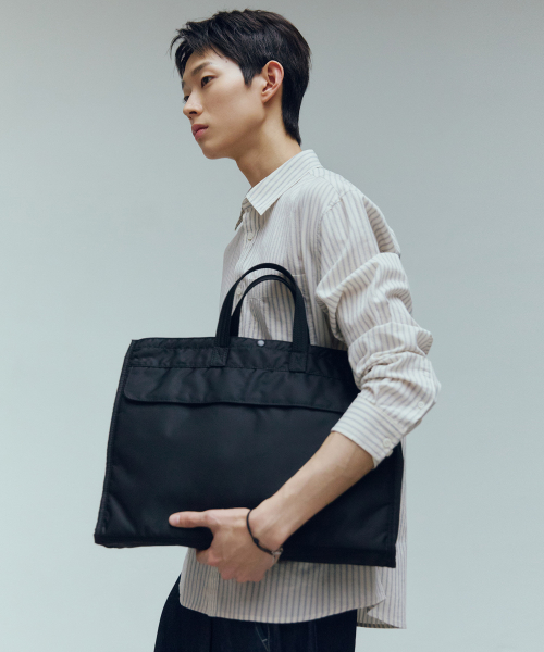 [Cross bag available]Black nylon brief bag