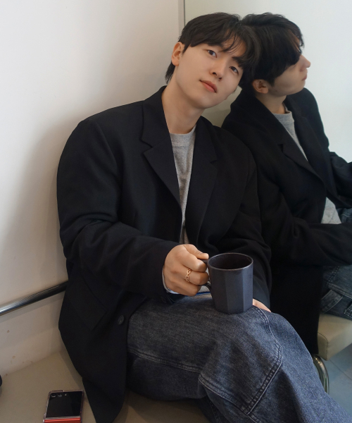 [COUTURE]Oversized-fit twill minimal jacket