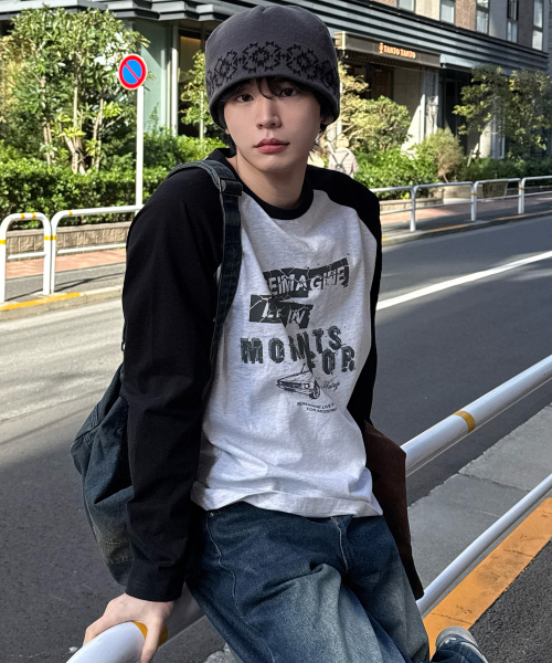Raglan Oversized Fit Long-Sleeved T-Shirt - 2color