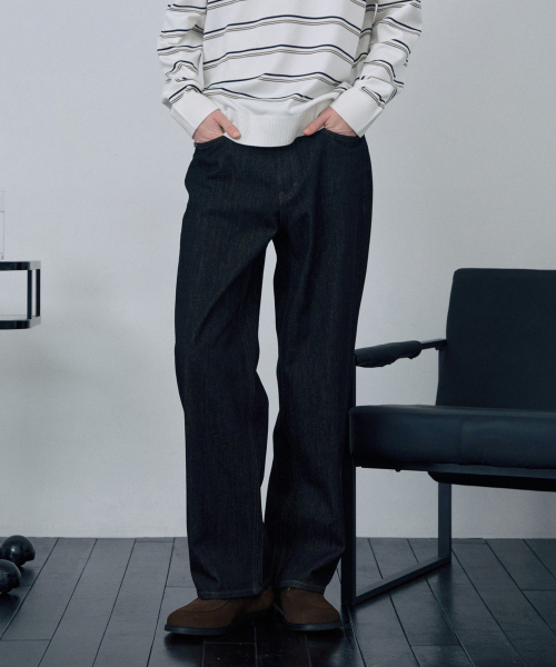 Wide Black Raw Denim Pants