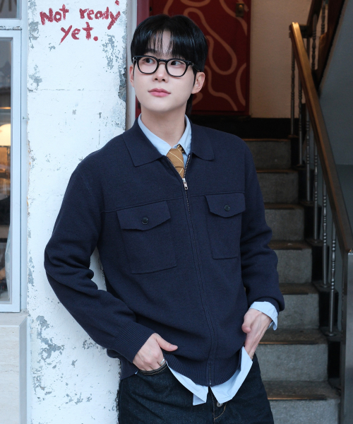 [COUTURE]boucle trucker type zip-up cardigan - 2color