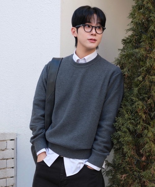 [ON]Crop Round Neck Oversized Fit Daily Knitwear - 3color