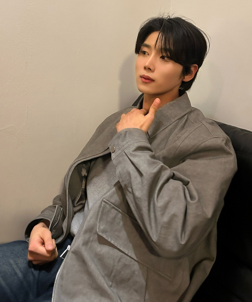 [COUTURE]Pigment washed oversized fit zip-up jumper